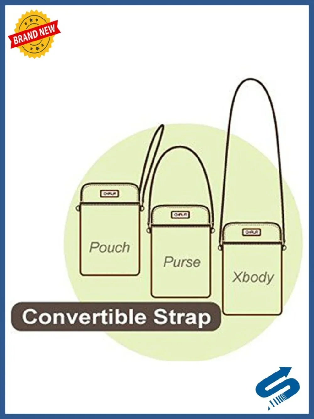 Convertible Crossbody Cell Phone Purse - Faux Leather, Adjustable Strap